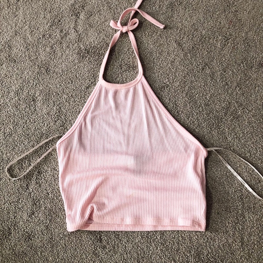 Light pink cropped halter top